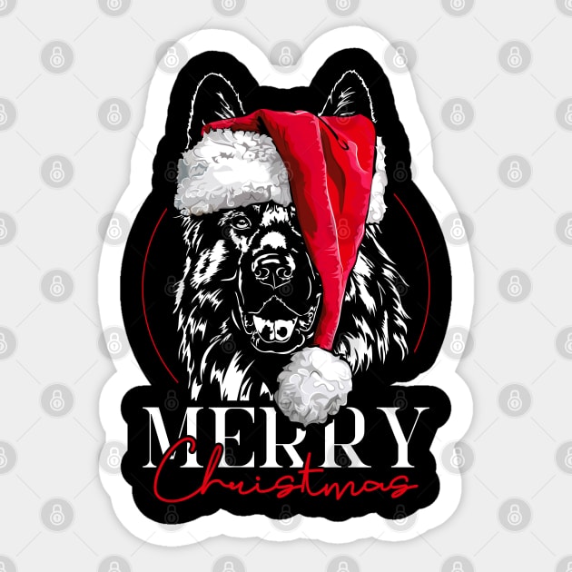 Santa German Shepherd Merry Christmas dog gift present Sticker by wilsigns